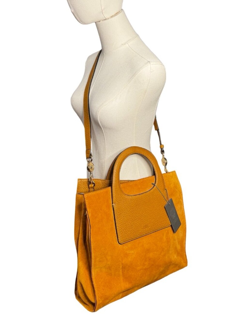 Vince Camuto Tan Leather Tote – Large Structured Bag | Adjustable Strap